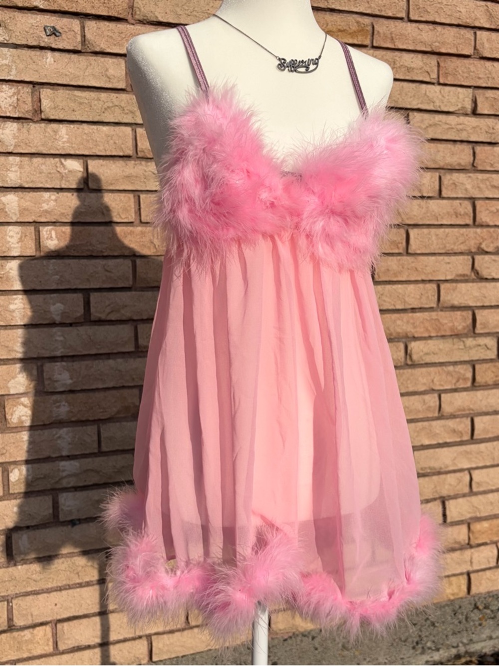 Dolls Kill Pink Fembot Feather Lingerie Costume